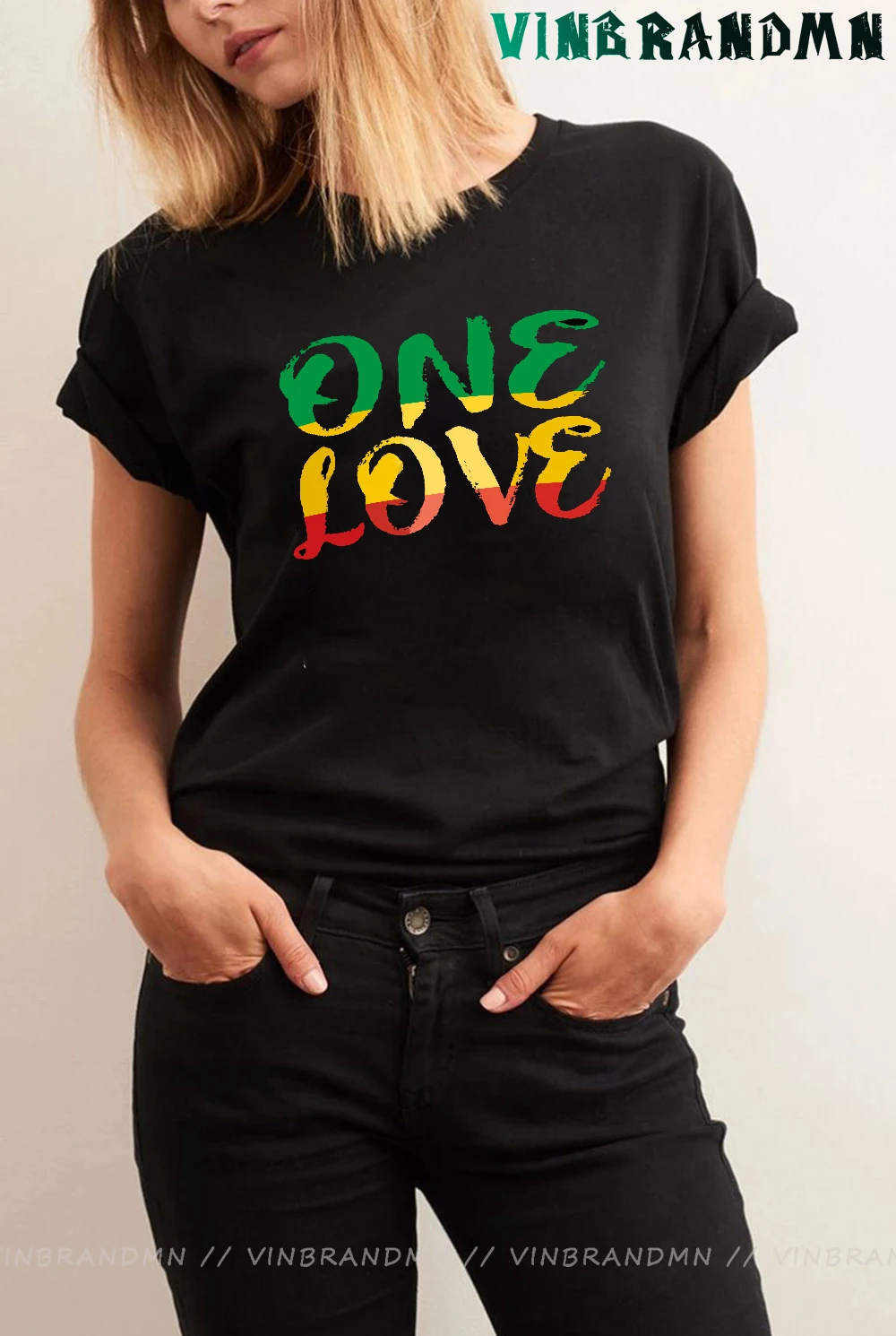 

Модная классическая женская футболка Rasta One Love, футболки Rastafari с изображением короля льва, футболки с ярким флагом из Ямайки, дизайнерские фу...