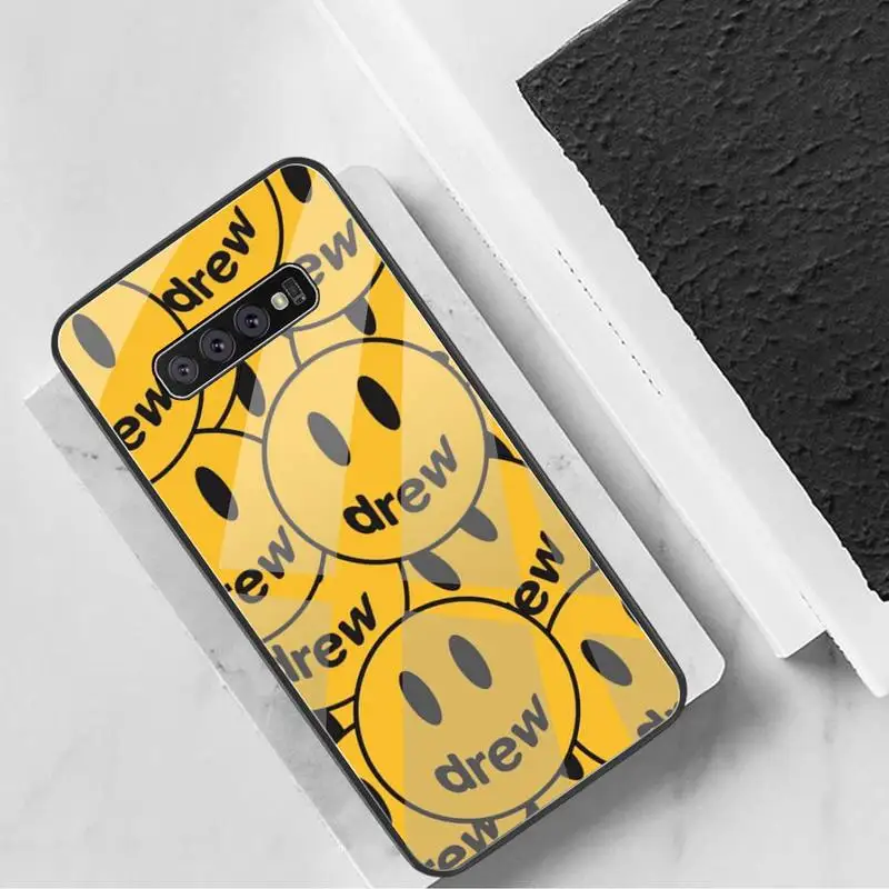 

YJZFDYRM Luxury brand Drew House Justin Bieber Luxury Phone Case Tempered Glass For Samsung S7 S8 S9 S10 Plus Note 8 9 10 Plus