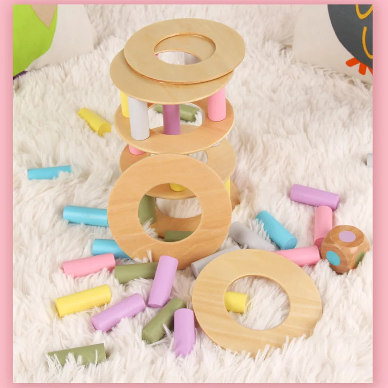 

Wooden Building Blocks Wiggle Pisa Tower Stacking Game Early Educational Montessori Balance Interactive Puzzle Toys For Children