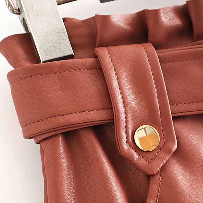 Женская шикарная плиссированная юбка из искусственной кожи 2020 с поясом на талии