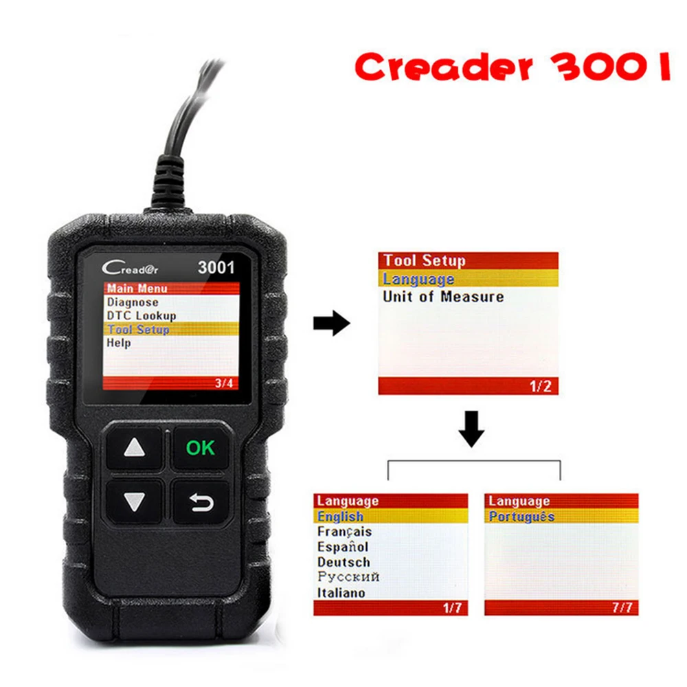 CR3001 obd2 Professional Automotive Scanner OBDII/EOBD Code Reader Car Diagnostic Tools PK ELM327 CR319 AL519