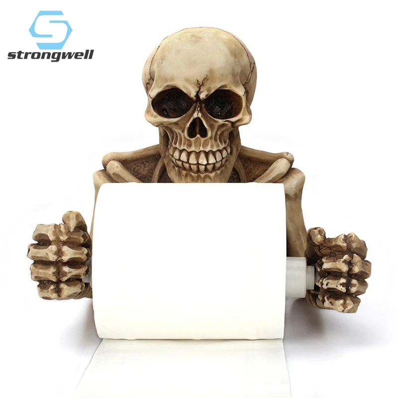 Strongwell Nordic череп держатель для туалетной бумаги из смолы винтажный настенный