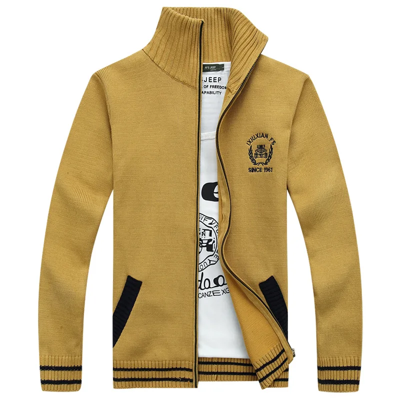 Мужские свитера осенний кардиган Мужская водолазка с воротником на молнии