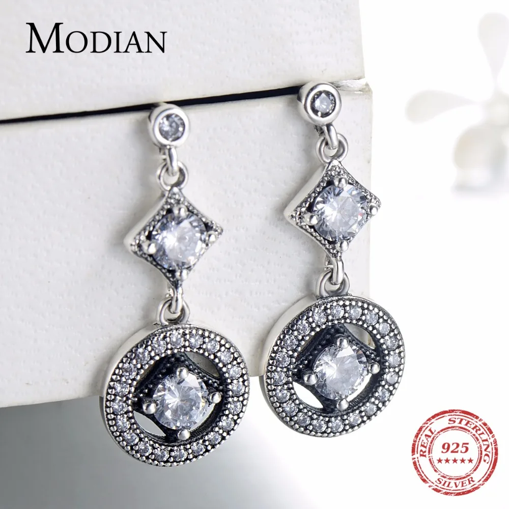 Серьги подвески женские из серебра 925 пробы с фианитом|Серьги-подвески| |