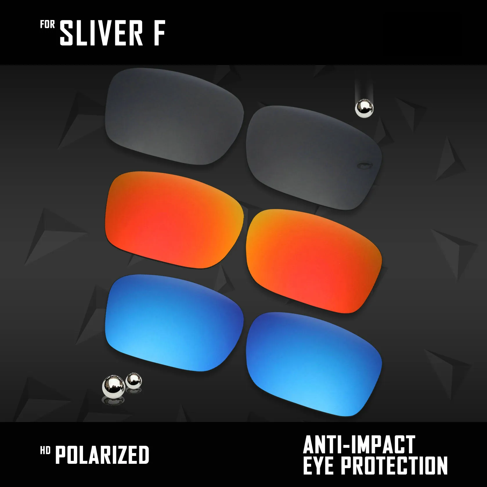 

OOWLIT, 3 пары поляризованных солнцезащитных очков, Сменные линзы для солнцезащитных очков, линзы для солнцезащитных очков, OO9246-Black, красный, голубой