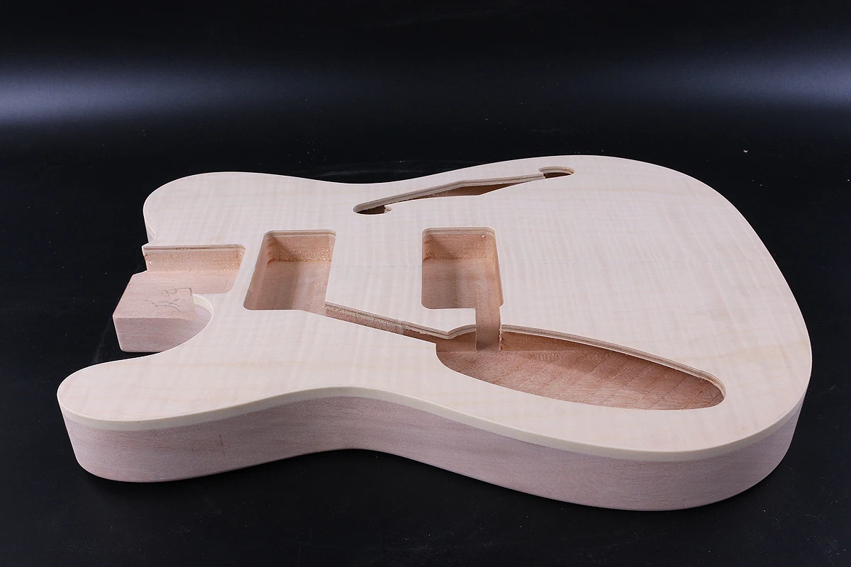 Подходит Diy Left hand Tele style корпус электрогитары красное дерево + пламя кленов шпон
