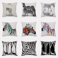 one side printing zebra pattern cushion cover home decor animal tattoo throw pillow cover decorative sofa 45x45cm plush cover