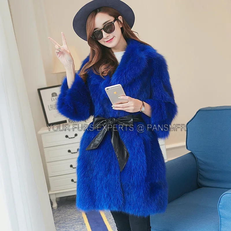 Горячая Распродажа корейская мода женское теплое пальто из натурального Лисьего
