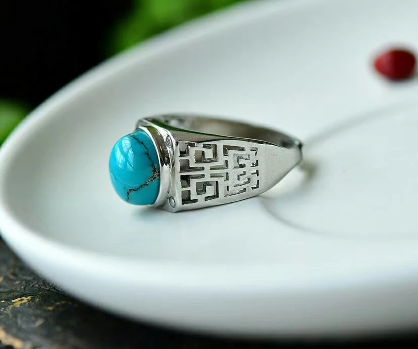 Естественный бирюзово-зеленый кристалл регулируемое женское кольцо серебро 925