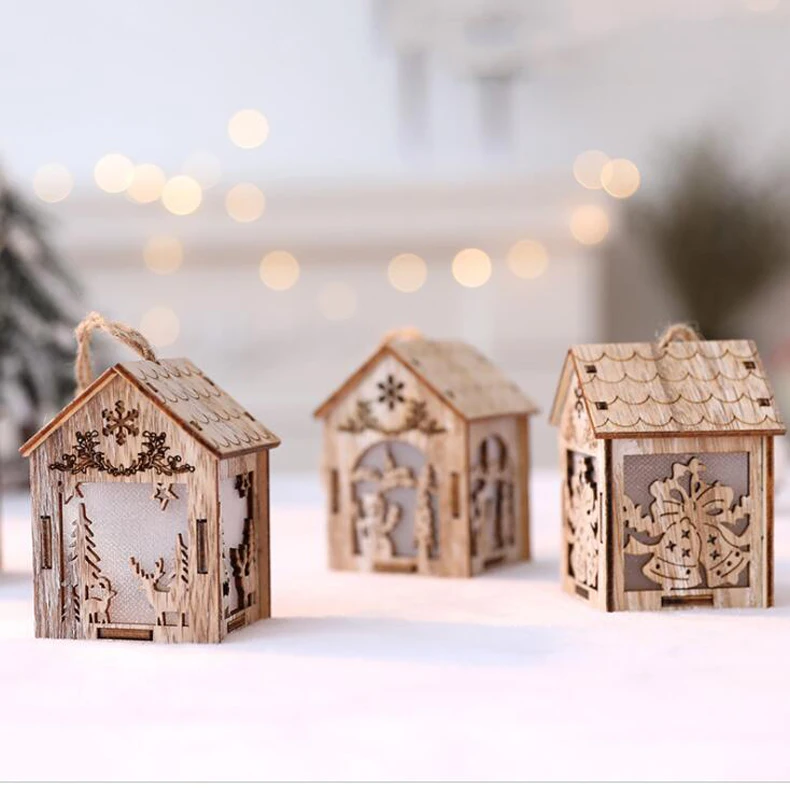 Рождественское украшение Подвеска светильник кабина небольшой деревянный дом