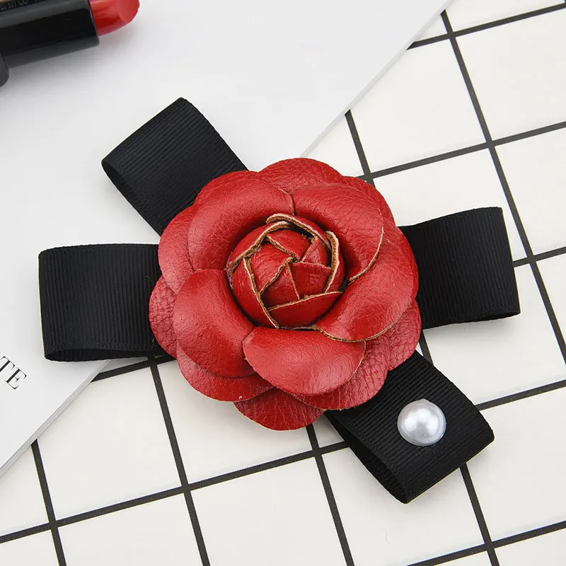 Роскошные большие кожаные жемчуг камелии Броши роза цветок аксессуары|Броши| |