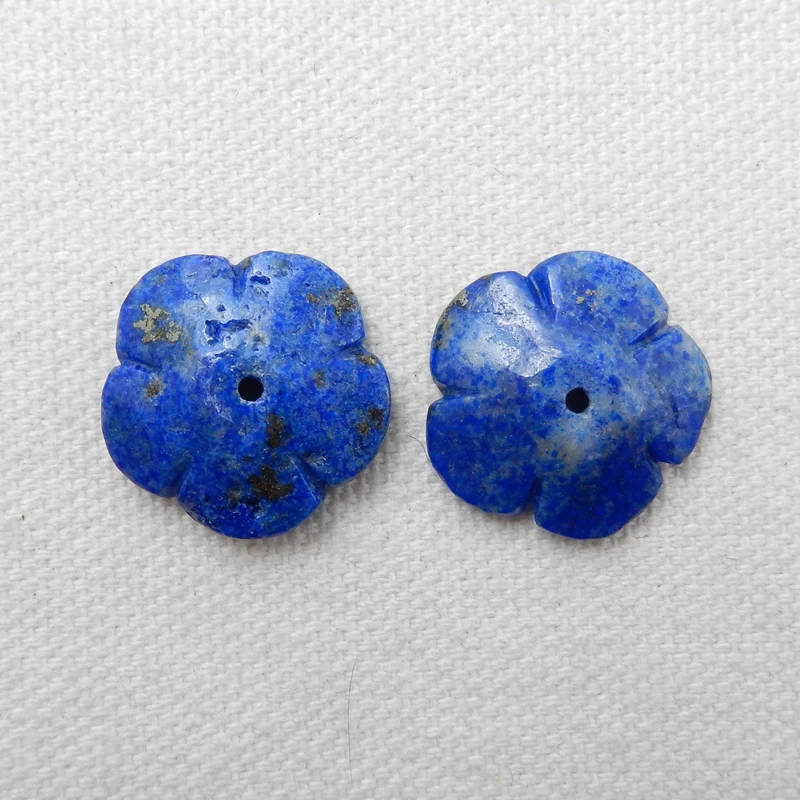 Новое поступление Натуральный камень лазурит Резьба цветы ручной работы, ювелирные серьги Модный чехол типа «сделай сам бусина для изготовления украшений для Для женщин подарки 20x5 мм 5g