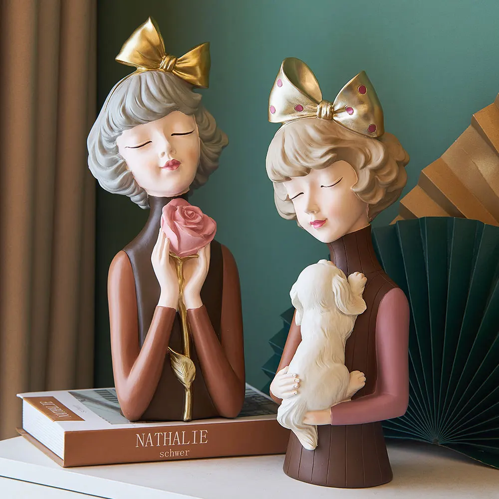 Figura de Resina Decoração para Casa Estátuas para Decoração Elfos Menina Escultura Estátua Nordic Sala Estar Decoração Acessórios Presente Ornamentos