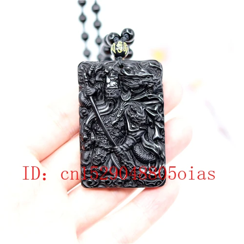 Натуральный черный обсидиан нефрит Гуандун Кулон Бусы Ювелирные изделия резной