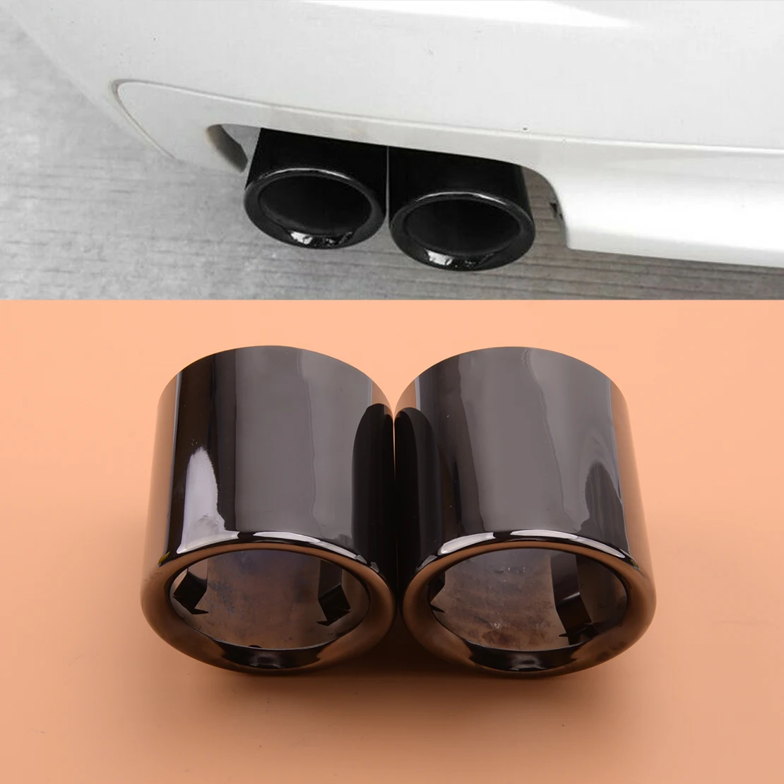 

2Pcs Titanium Black Exhaust Tip Muffler fit for BMWF10 F18 520i 523i 525i 528i F30 316i 318i 320i 328i 330i Stainless Steel