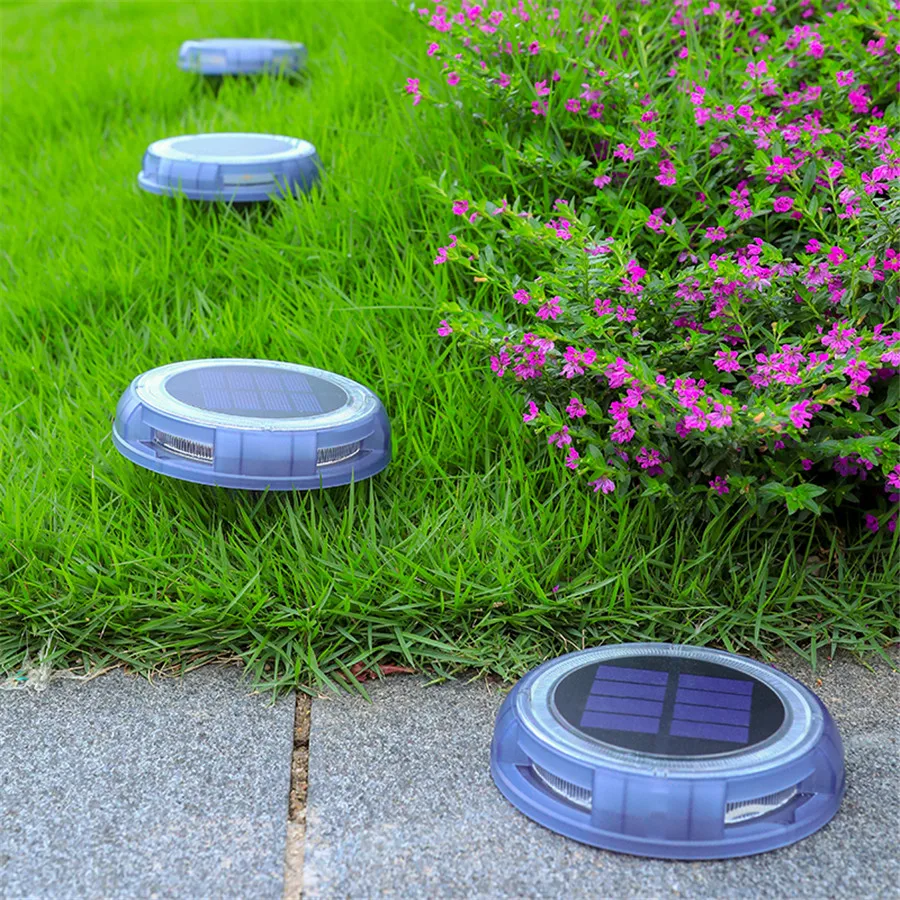 

1/2/4/6/8PCS Solar Garden Ground Light 8LEDS Outdoor Warning Step Lights Landscape Solar Disk Light for Driveway Walkway Patio