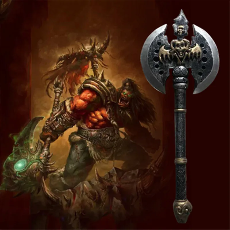 Косплей 1:1 рыцарь Orc Двухсторонний черный топор реквизит для выпускного вечера