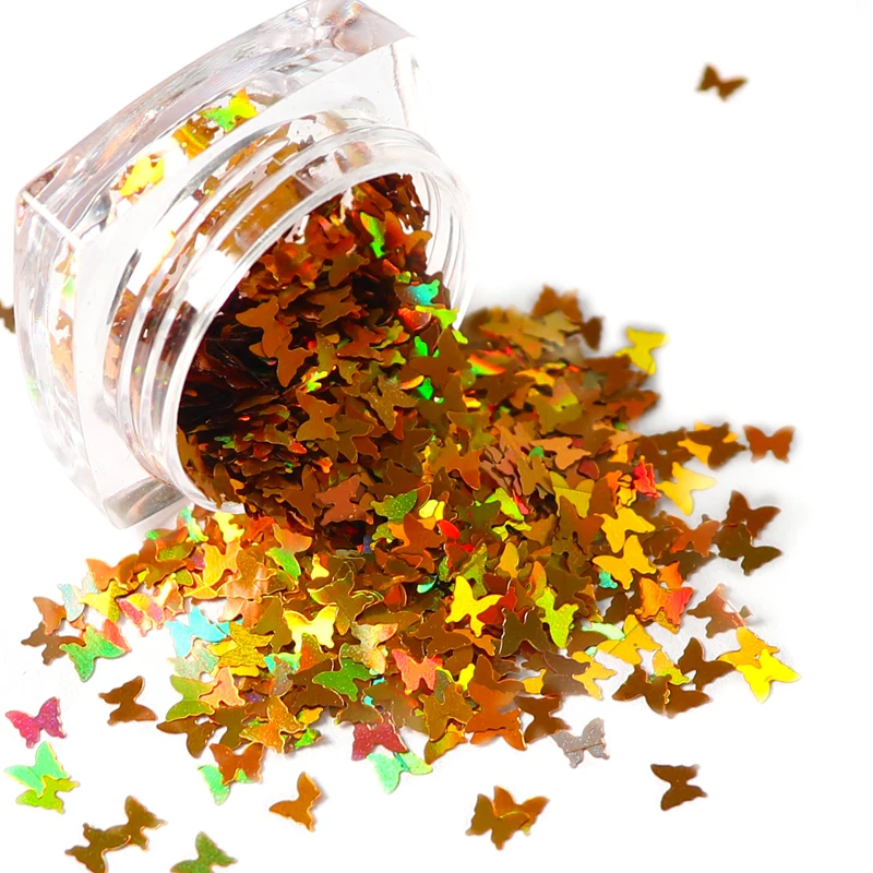 1 коробка голографические 3D Красочные украшения для ногтей в форме бабочки