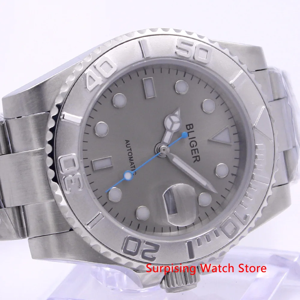 Bliger 40 мм автоматические механические мужские часы люксовый бренд сапфировые