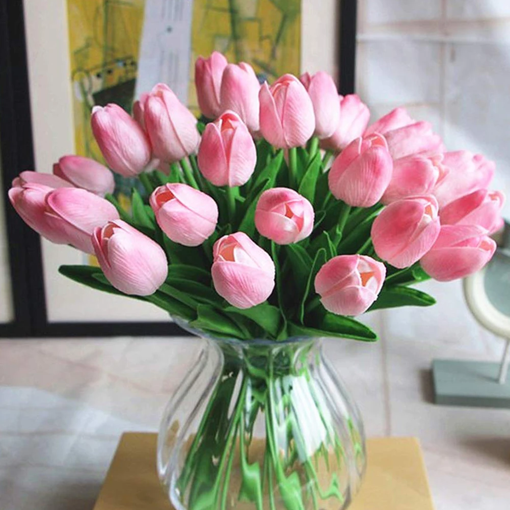 

10Pc Tulip Artificial Flower White Bouquet Real Touch For Home Decoration Fake Tulips Latex Flowers Bouquet Wedding Garden Decor