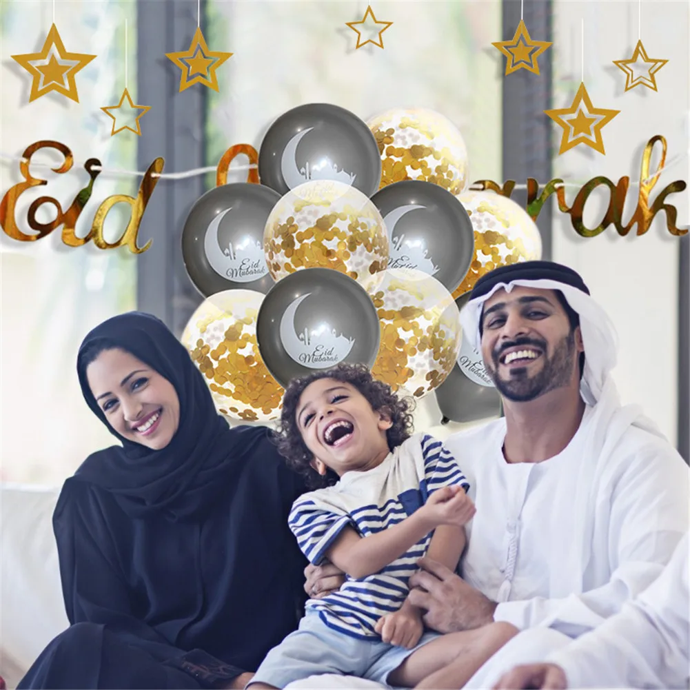 

Ramadan Decorations Eid Mubarak Sequin Balloons Set For Home Party Muslim EID Air Ball Ramadan Festival Wedding Decor Supplies