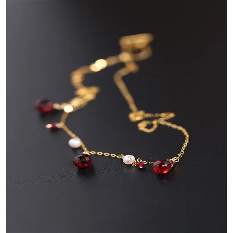 Ожерелье DAIMI Gypsophila с гранатом в форме капли воды Женские Подвески из натурального