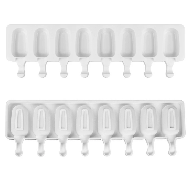 

8 Cavity Big Oval Silicone Popsicle Mold For DIY Cake Dessert Jelly Pudding Ice Cream Cube Tray Bakeware Pan Decorating Tools