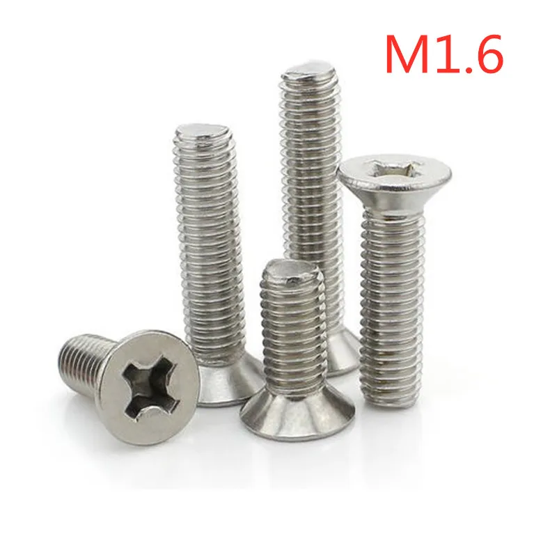 Плоский винт philips из нержавеющей стали с потайной головкой M1.6 * 2/2