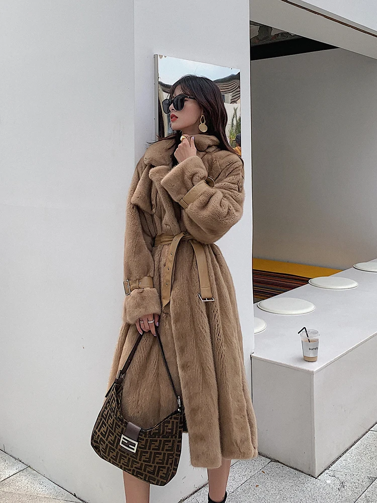 

2020 Natural Mink Fur Coat Women Long Winter Jacket Real Fur Coat Luxury Mink Jacket Overcoat Manteau Femme Hiver