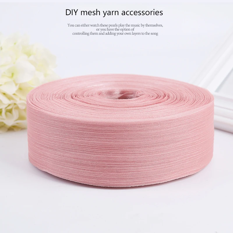 50Yards / Batch 6CM Solid Color Long Pleated Yarn Gauze Net Hair Accessories Band Necklace Diy Decorative Acc | Дом и сад