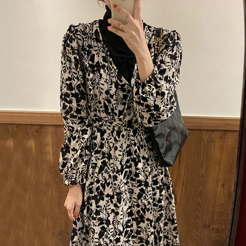 Женское платье средней длины YAMDI элегантное винтажное платье-трапеция с круглым