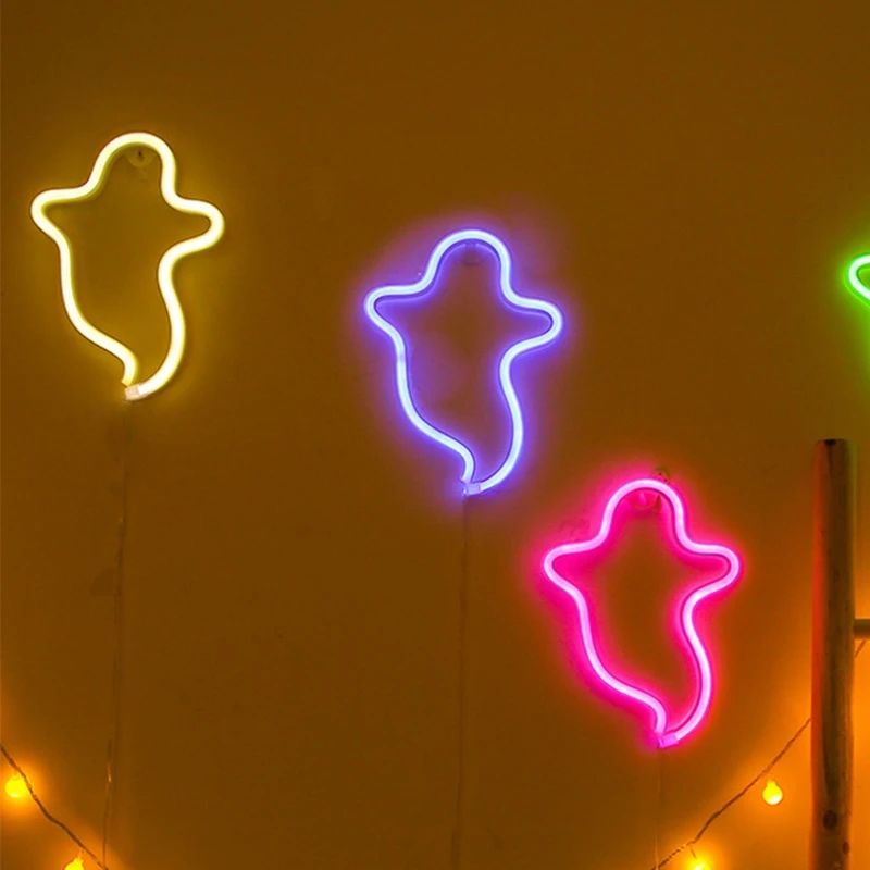 

Halloween Cute Ghost Neon Sign, Spooky Decor Neon Night Light for Bedroom, Halloween Party, Party, Bedroom, Kids Room