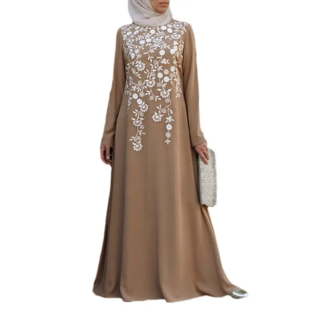 Женское Макси платье в этническом стиле с вышивкой длинным рукавом и цветочным