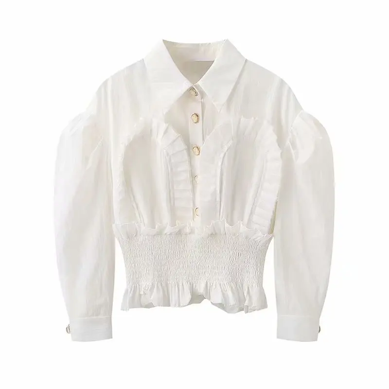 

2021 spring/summer new simple light ripe waist short shirt