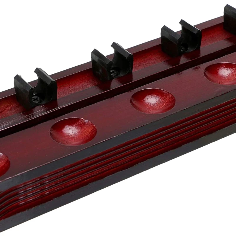 

Wall Mounted Hardwood Billiard Cue Rack Pool Cue Rack 6 Clips G99D