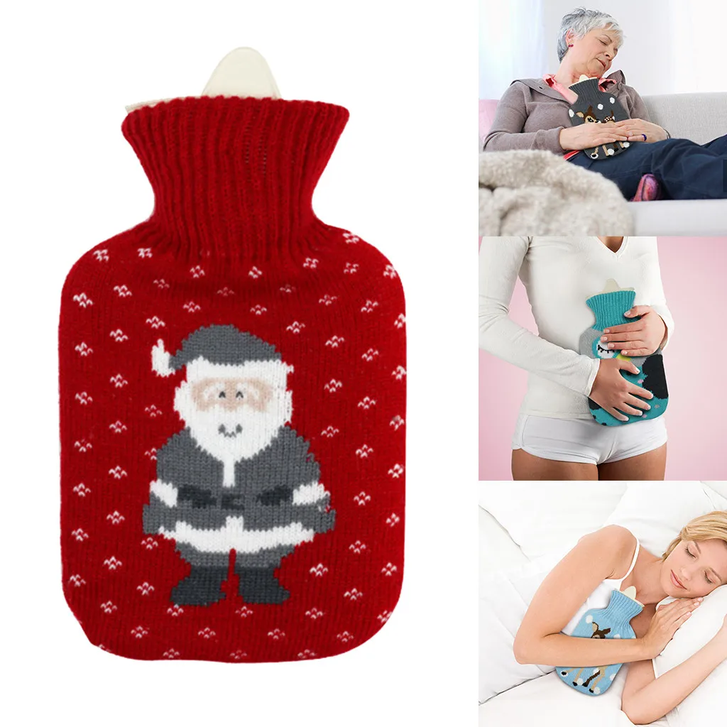 Сумка для горячей воды бутылка с мультяшным рисунком вязаная крышка большой