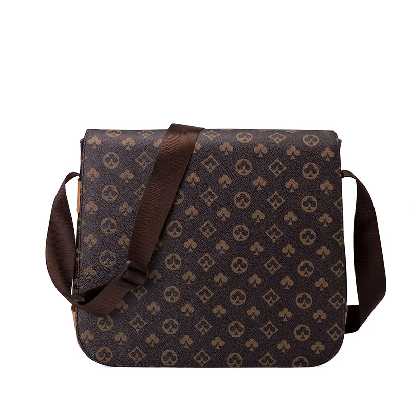 

Luxury Brand Design Men Messenger Bag Retro Floral Print Leather Shoulder Crossbody Bag Male Business Laptop Satchel Handbags