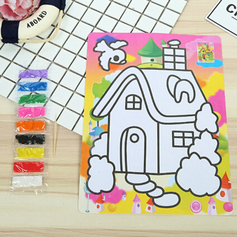

5Pcs diy professional colorful kids learning educational 9 color painting sand