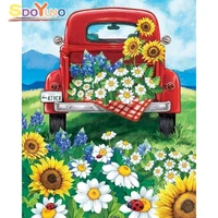 sdoyuno painting by numbers car flowers handpainted diy figure on canvas landscape home adults by kits decoration gift wall art