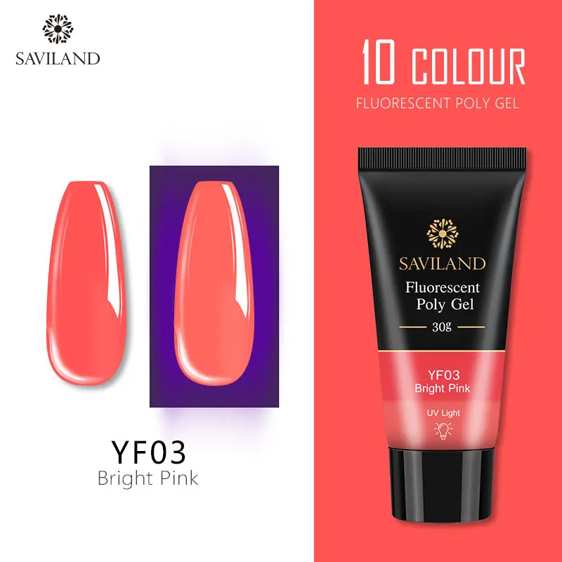 30ml YF03 SAVILAND Радужный флуоресцентный полиэтиленовый гель для быстрого строительства 30 г полиэтиленовый гель для увеличения скольжения раствор для быстрого наращивания - Цвет: 30ml YF03