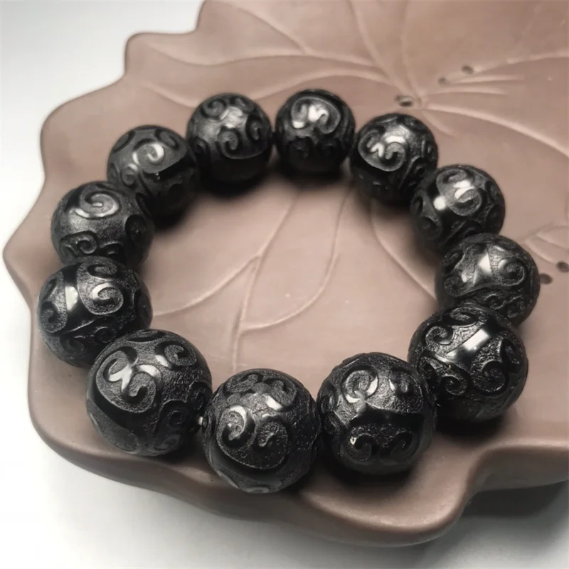 

Горячая Распродажа, натуральный черный оникс ручной работы, тибетский девять глаз, модные ювелирные изделия, браслеты для мужчин и женщин, п...