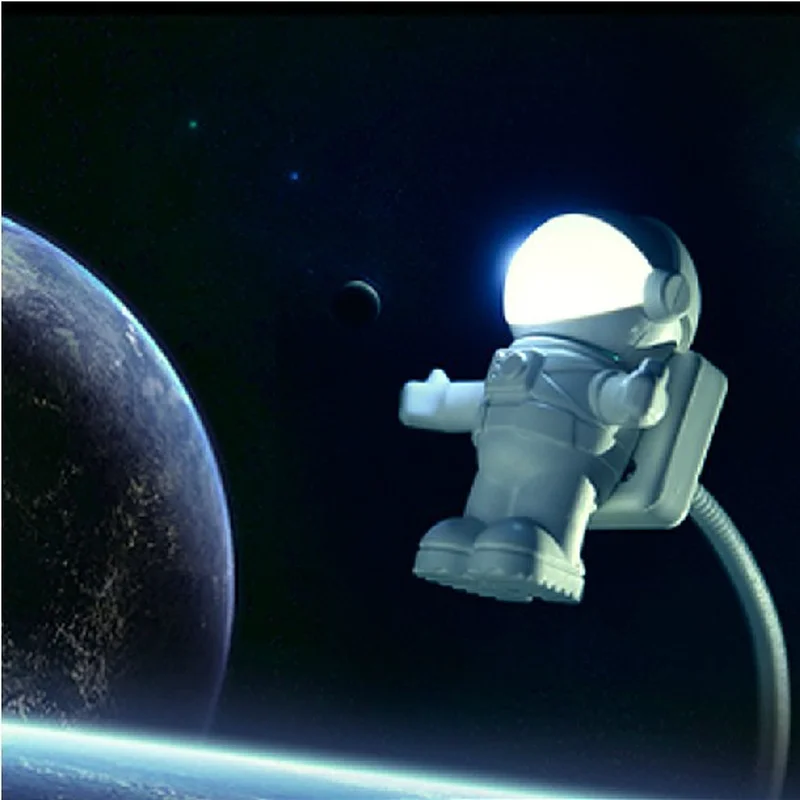 Стильный крутой космонавт USB светодиодный регулируемый ночной Светильник для компьютера PC лампа Настольный светильник чистый белый