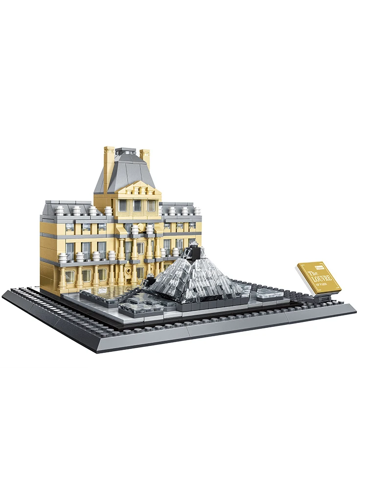 

Architecture Paris Louvre Palace Museum Landmark Building Blocks Construction Bricks Kids Toys Fit Children Gift