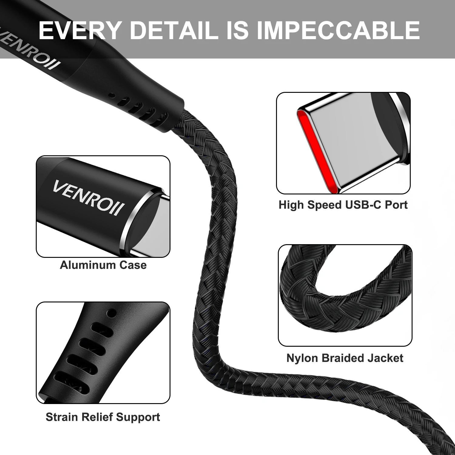 USB Type C кабель Venroii SuperCharge для Huawei P20 Mate 10 20 30 P30 Pro Quick Charge 3 0 4 Honor Nova 5 USBC|Кабели
