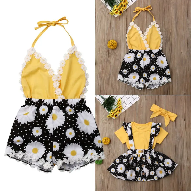 3 шт. детский хлопковый боди с подсолнухами и цветочным принтом | Мать ребенок