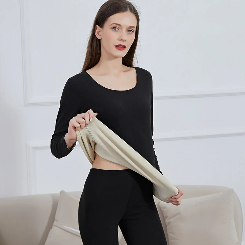 

Winter women's Thermal Underwear Double-Sided Frosted Velvet Thermal Underwear Men's Clothes And Autumn Pants Couple Suit