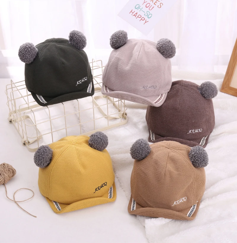 Детские хлопковые шапки с милыми шариками детская бейсбольная кепка ушками