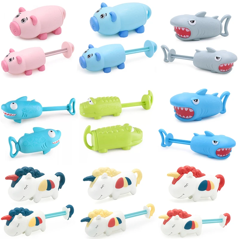 

New summer children playing water toys beach water fight toy pig shark water gun pumping pull type small water gun