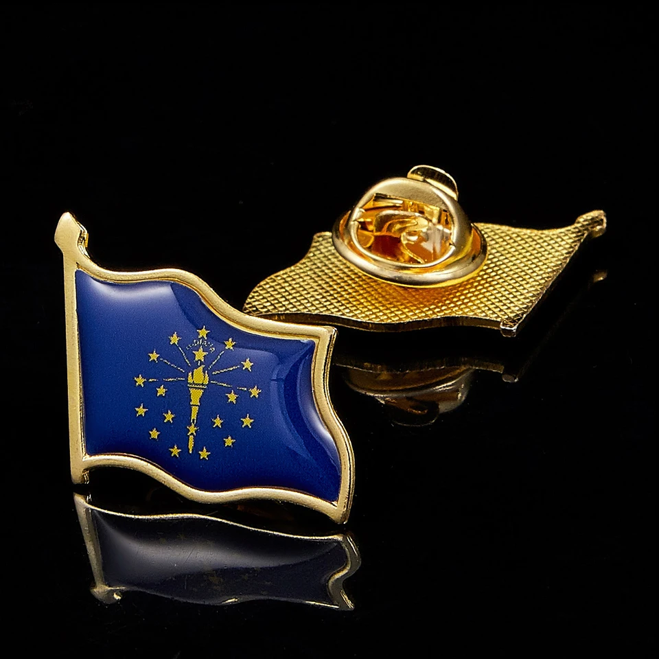 

American State Indiana Brooch Pins Colorful 50 States Flag Enamel Lapel Pin Pride Badge Collectible