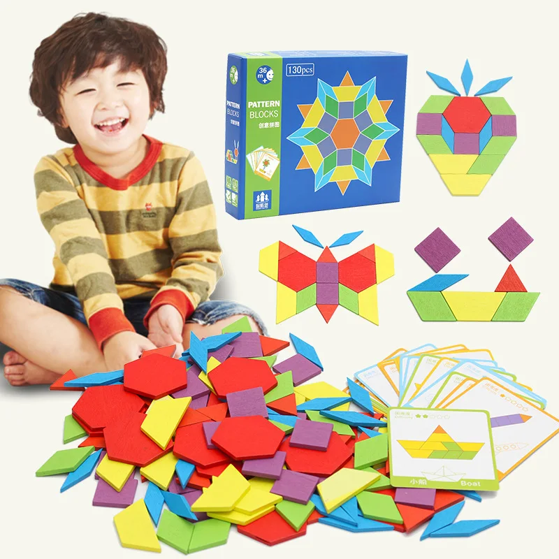 

Wood Puzzle Geometric Shape Creative DIY Puzzle Toy Wooden Bricks Puzzle Educational Toys Birthday Gifts Early Learning